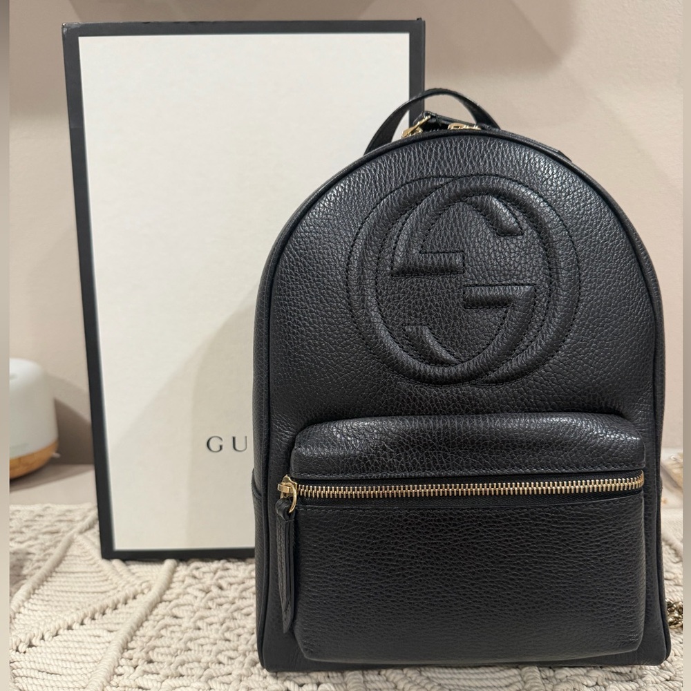 Gucci Black Small Soho Leather Backpack
